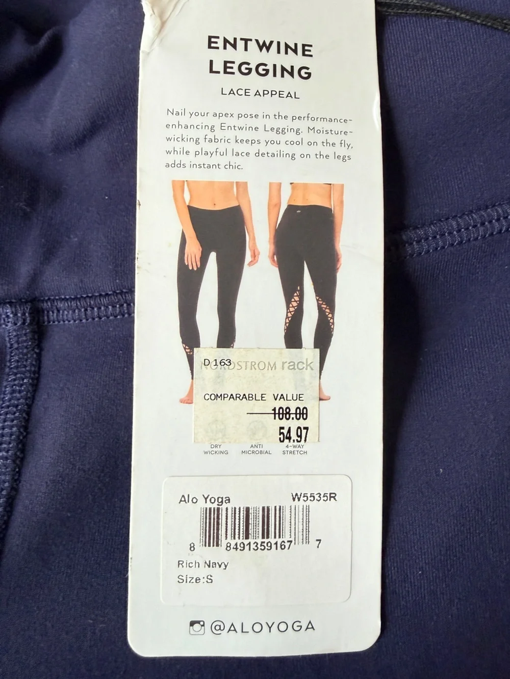 Alo Yoga Navy Blue Entwine Leggings - Small - New w/Tags